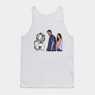 Distracted Boyfriend Meme With Funny Sci Fi Goose Astronaut Tank Top